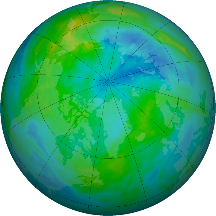 Arctic ozone map for 11 October 1985